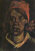 Vincent Van Gogh Head of a Peasant Woman with Red Cap (nn04) oil on canvas